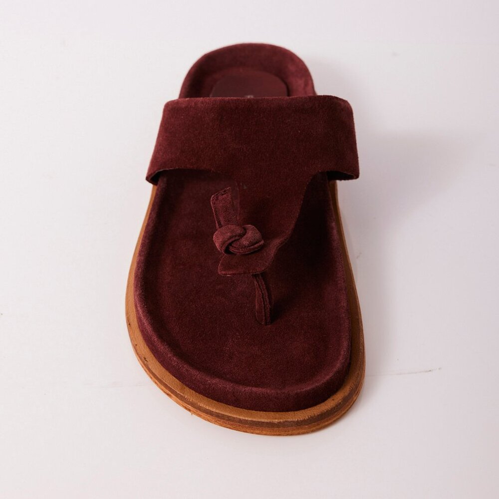 🎉LAST CHANCE🎉 FREE PEOPLE Mika Footbed Sandals / Cherry Cola Suede - Picture 8 of 12